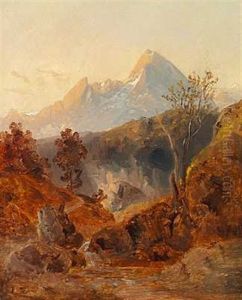 Udsigt Over Watzmann Bjerget Beliggende Mellem Tyskland Og Ostrig by Friedrich Wasmann