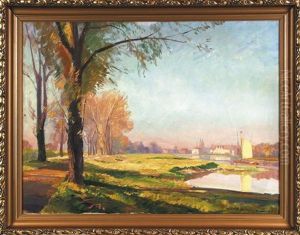 Widok Miasteczka Z Jeziorem