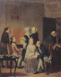 Elegant Company Making Music In An Interior by Elisabeth Geertruida Wassenbergh