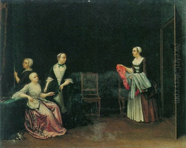 A Lady In Her Dressing Room With Attendants - view 1