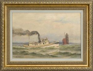 The Steam Tug Howell Passing Whaleback Light