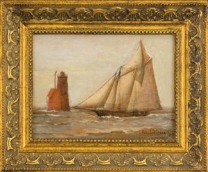 Whaleback Light With Schooner by George Savary Wasson