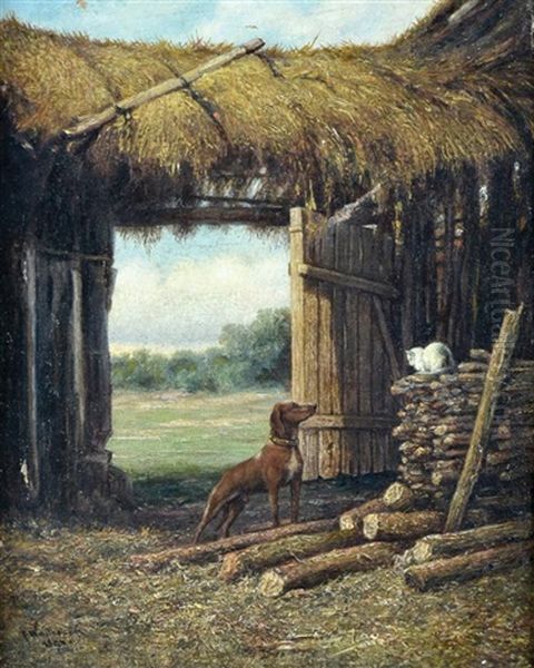Cat And A Dog At The Entrance - view 1