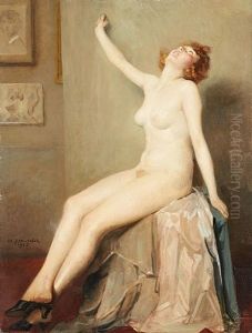 Nu Dans L"atelier by Charles Joseph Watelet