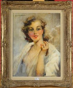 Elegante A La Cigarette by Charles Joseph Watelet
