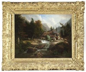 Gebirgslandschaft Mit Schmiede An Einem Wildbach