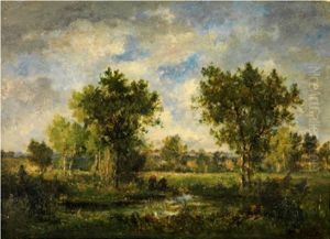 Paysanne A La Marre by Louis Francois Victor Watelin