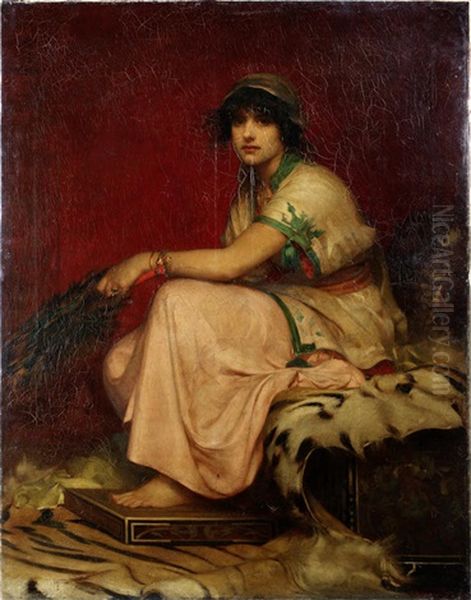 A Classical Lady, Seated On A Leopard Skin Rug - view 1