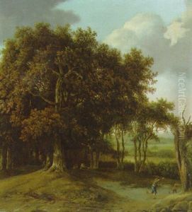 A Wooded Landscape With Bandits Fleeing