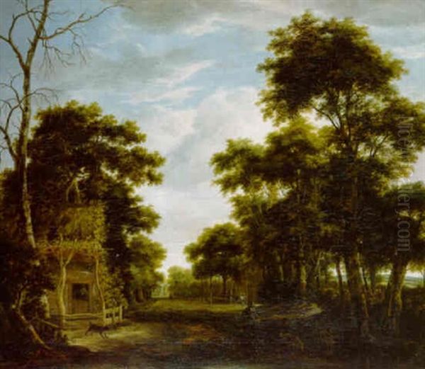 A Wooded Landscape With A Swineherd On A Track - view 1