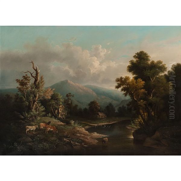 Landscape With Cows And Stream - view 1