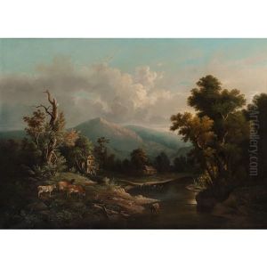 Landscape With Cows And Stream by Susan C. Waters