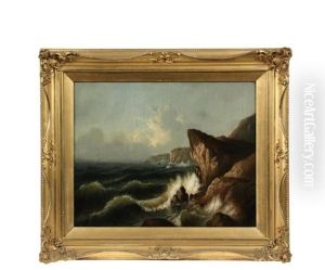 Coast With Whitecaps On Rocky Cliffs by Susan C. Waters