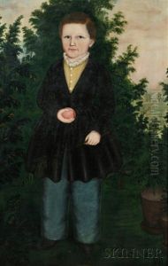 Portrait Of Theodore Collins Aged 4 Years, Holding A Peach And A Leafy Branch Portrait Of Theodore Collins Aged 4 Years, Holding A Peach And A Leafy Branch