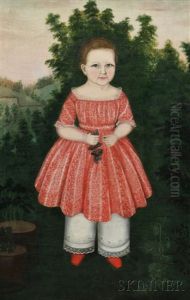 Portrait Of Ann Eliza Collins Aged 2 Years, In A Landscape Holding A Cluster