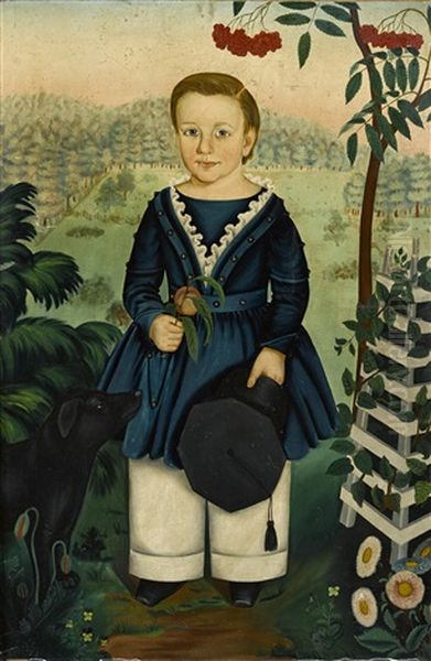 Portrait Of A Boy And A Dog In A Landscape - view 1