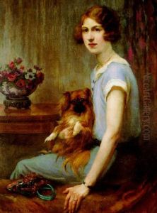 Portrait Of A Young Lady And Her Pekingese