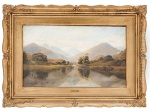 Paisaje Montanoso Con Rio Y Navegantes by Bartholomew Colles Watkins