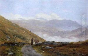 Figure With Donkey In Mountain by Bartholomew Colles Watkins