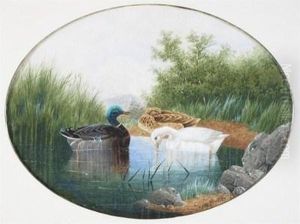Ducks On A Pond by Charles Edward Snr Brittan