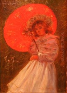 Girl With A Red Umbrella by John Samuel Watkins