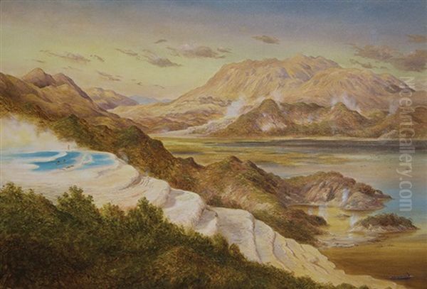 The Pink Terraces And A View Of Rotomahana - view 1