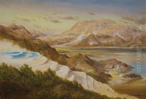 The Pink Terraces And A View Of Rotomahana by Kennett Watkins