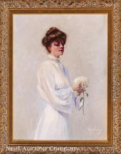 Girl With Chrysanthemum by Harry Willson Watrous