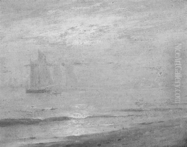 Sailboat Shrouded In A Morning Haze On The Chesapeake Bay, Maryland - view 1