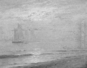 Sailboat Shrouded In A Morning Haze On The Chesapeake Bay, Maryland