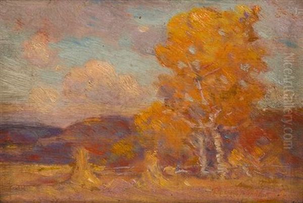 Autumn Landscape With Haystacks - view 1
