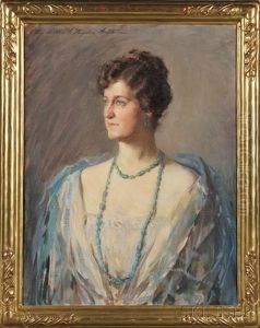 Blue And Teal/portrait Of A Lady by Elizabeth Villa Taylor Watson