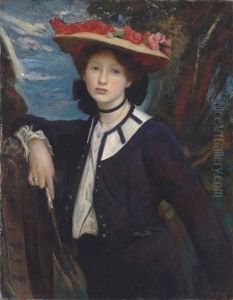 Portrait Of A Lady Holding A Parasol by George Spencer Watson