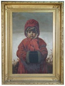 Portrait Of Miss Muriel Milly Mitchell Courage, (1879-1961), In Red With A Fur Muff, Aged 3, The Artist's Grandchild, Half Length