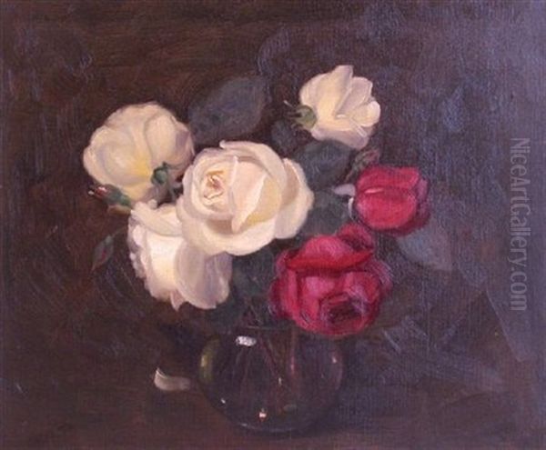 Still Life With Red And White Roses - view 1