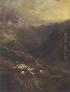 Sheep On A Mountain Path by Robert F. Watson