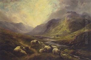Sheep Resting In A Highland Landscape by Robert F. Watson