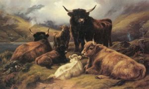 Cattle In The Highlands by Robert F. Watson