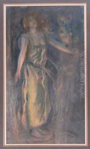 Study Of A Maiden Standing On A Pedestal by William Edward Frank Britten