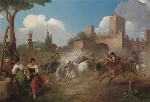 Buttari Driving Roman Oxen Through The Porta St. Paolo - view 1