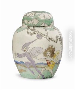 A Hand-painted Ginger Jar And Cover A Hand-painted Ginger Jar And Cover