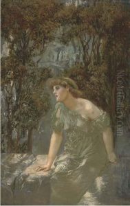 A Maiden Seated On A Wall by William Edward Frank Britten