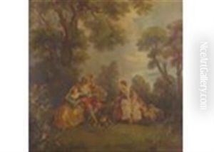 The Bird-trapper With A Lady And A Shepherdess And Flock