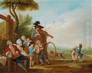 Merry-making Musicians; And A Bagpipe-player In Front Of A Tavern
