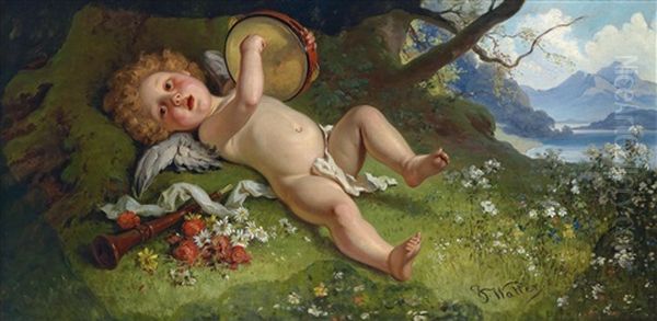 Tamburin Spielender Cupid - view 1