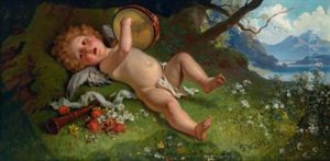 Tamburinspielender Cupid by Joseph Watter