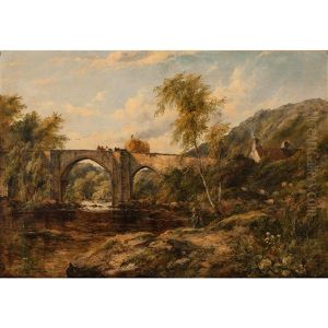 Landscape With Bridge, Cottage And Fisherman Landscape With Bridge, Cottage And Fisherman