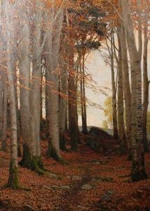 After Sundown, In A Welsh Beech Wood by James Thomas Watts