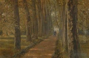Scene Of Figures In The Park (+ Another; 2 Works) by James Thomas Watts