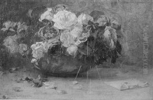Still Life Of Flowers In A Bowl by Leonard T. Watts